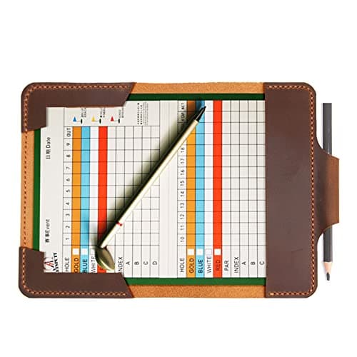Turbosnail Personalized Leather Golf Scorecard Holder Cover, Handmade Yardage Book Cover Holder With Pencil Holder, Custom Leather Yardage Book Cover Holder, Golf Gift image