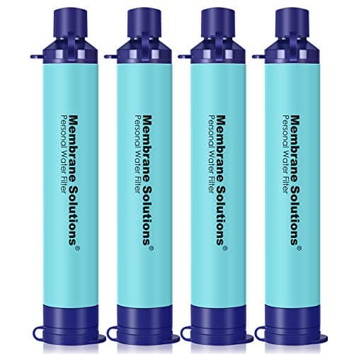 Membrane Solutions Portable Water Filter Straw Filtration Straw Purifier Survival Gear for Hiking, Camping, Travel, and Emergency, Blue, 4 pack image