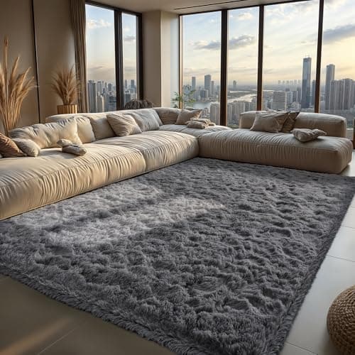 Zentavio Area Rugs for Living Room Grey Rugs for Bedroom 4x6 Carpet Fluffy Fuzzy Soft Shag Aesthetic Plush High Pile Gray Throw Rug for Nursery Kids Room Dorm image