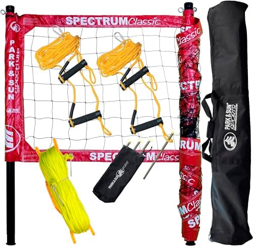 Park & Sun Spectrum Classic Professional Level Volleyball Net System (Red) image