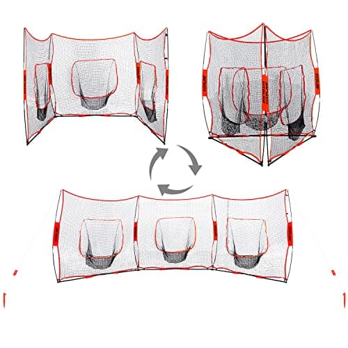 FITPLAY Portable Baseball and Softball Hitting Net,21x7 FT Triple Practice Net for Hitting, Batting, Throwing, Pitching and Backstop,Perfect for Solo or Team,Easy Set Up and Carrying image