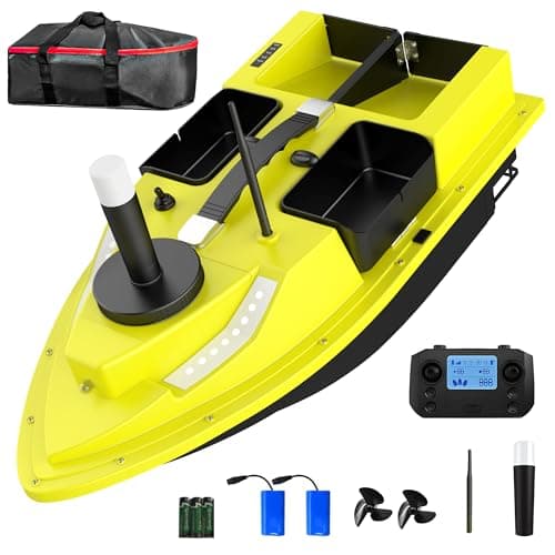 MILBOPAX RC Bait Boat with GPS Positioning, 500m/546 Yards Remote Control, 4.4LBS Loading Capacity, Dual 5200mAh Batteries, Fishing Boat with LED Night Light image