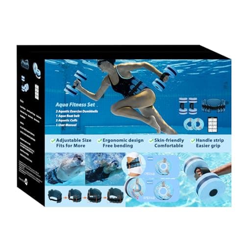 Sportneer Water Aerobics Pool Exercise Equipment New 6-Piece Water Fitness Set Includes High Density Water Weight Swim Belt Water Ankle Weights for Aqua Therapy Pool Fitness Water Exercise image