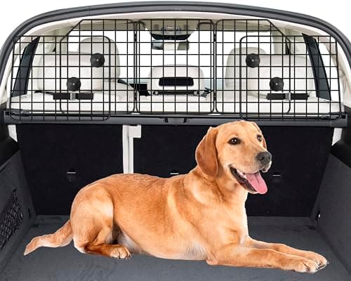 NOAMOO Dog Car Barrier for SUVs, Van, Vehicles, Adjustable Large Pet Barriers, Universal Fit Heavy-Duty Wire Mesh Dog Guard, Foldable Safety Car Divider Gate for Truck Cargo Area image