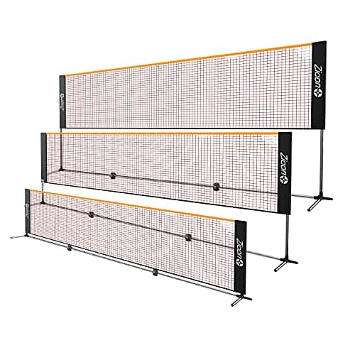 Zicon Portable Tennis Net,Stainless Steel Poles Badminton Net Set Adjustable Height Nylon Net with Carry Bag, for Kids Volleyball, Pickleball,Soccer, Indoor, Outdoor Court, Backyard, Beach, Driveway image