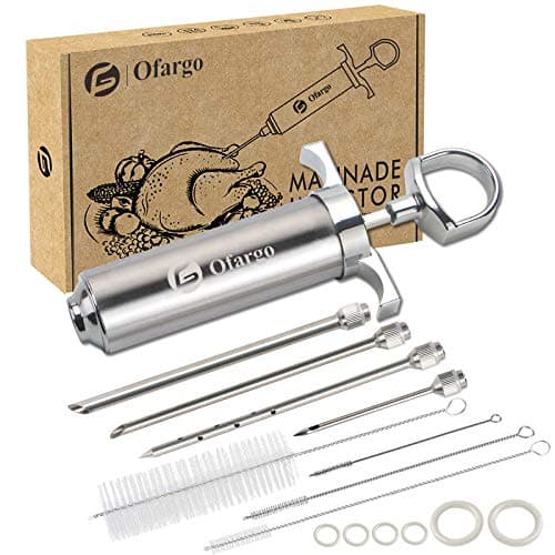 Ofargo 304-Stainless Steel Meat Injector Syringe Kit with 4 Marinade Needles for BBQ Grill Smoker, 2-oz Large Capacity, Both Paper User Manual and E-Book Recipe image