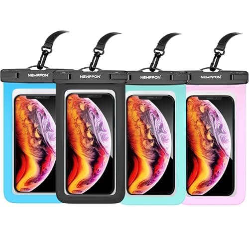 4 Pack Waterproof Phone Pouch - Universal Water Proof Cell Dry Bag Case with Neck Lanyard - Underwater Clear Cellphone Holder Large Protector for iPhone Samsung Galaxy for Beach Pool Swimming image