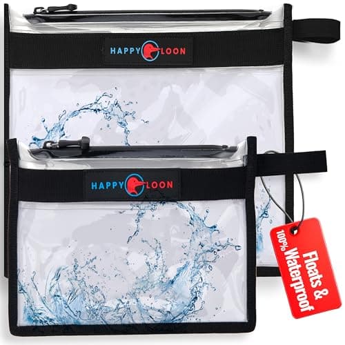 Happy Loon Elite Waterproof Fishing Tackle Bag Set - 2 Sizes, 100% Submersible Dry Bags, Floats with Lure & bait- Scuba-Grade Zipper, PVC-Free, Tethering Loop - Premium Fishing accessory pouch image