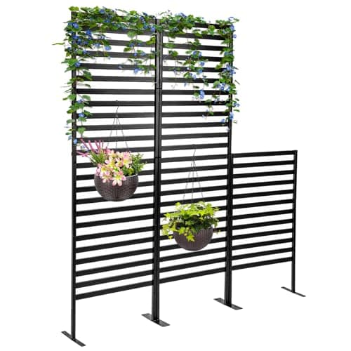 HIHADUUM Privacy Fence Panels 10 Pack Outdoor Privacy Screen Freestanding Air Conditioner Fence Metal Garden Fence Animal Barrier Fence for Yard Landscape Patio Lawn image