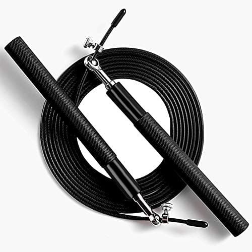 Speed Jump Rope - 360° Swivel Ball Bearing - Adjustable steel coated skipping rope- Aluminum Anti Skipping Handle -Fitness Training Boxing Sports Exercises -suitable for kids and adults(Black) image