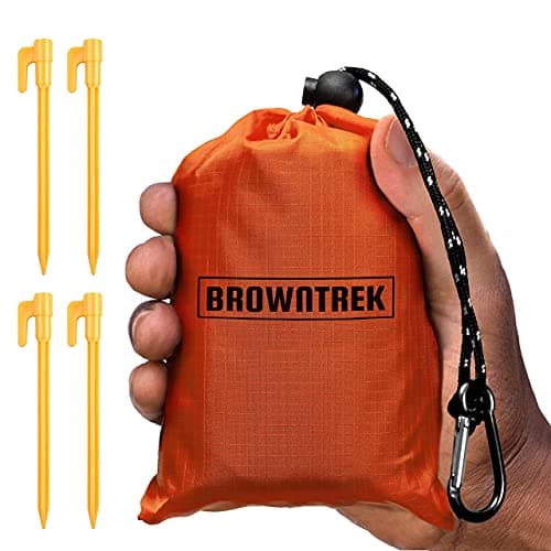 BROWNTREK Pocket Blanket Compact Picnic Blanket (60"x 56") Beach Blanket Water Resistant, Packable Blanket, Backpacking Lightweight Tarp for Hiking, Camping, Travel, Festival Essentials image