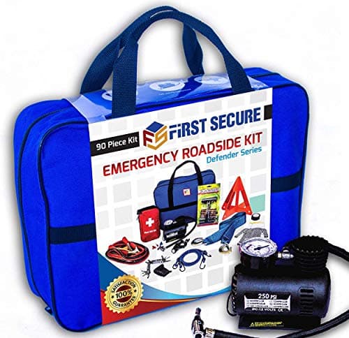 FIRST SECURE 90 Piece Car Emergency Roadside Kit Tool Set image