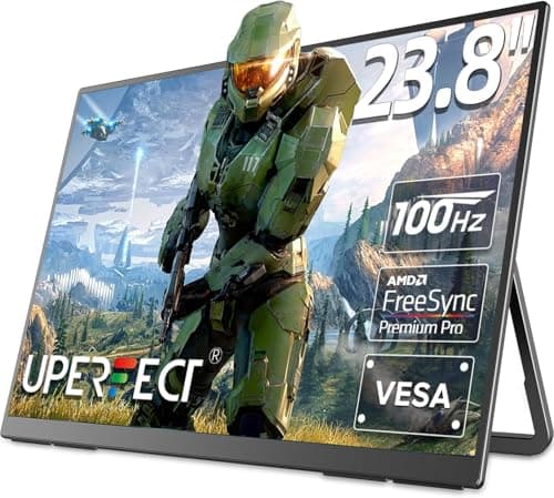 UPERFECT 24” 100HZ Portable Monitor w/ 180°Adjustable Kickstand & VESA, Large Portable Gaming Monitor with HDMI Type C, External Portable Monitor for Laptops, Steamdeck, MacBook, Phones, Mini PC image