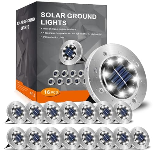 INCX Solar Lights Outdoor Waterproof,16 Pack Solar Lights for Outside, Solar Garden Lights Landscape Lighting for Patio Pathway Lawn Yard Deck Driveway Walkway, Cold White image