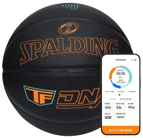 Spalding TF DNA Smart Basketball + 1 Yr App Subscription Bundle I iOS Compatible Only I All Surface Material image