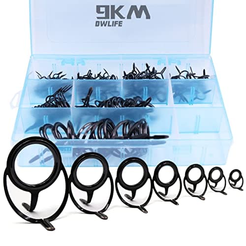 9KM DWLIFE Fishing Rod Tip Guide Repair Kit Pole Replacement Stainless Steel Ceramic Ring Saltwater Freshwater Mixed Size in a Box(Small - 50pcs) image