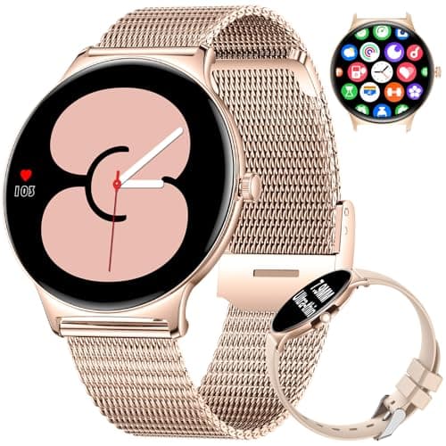 LIGE Fitness Smart Watches for Women(Answer/Make Call), 1.43" AMOLED Android Smart Watch with Heart Rate Monitor/Sleep Tracker/120+Sports Modes, iOS Android Fitness Tracker(2 Watch Straps) image