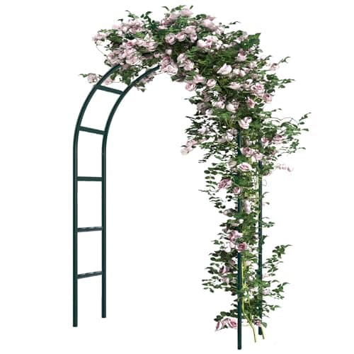 RUBFAC Metal Garden Arch, Wedding & Event Decoration, Garden Trellis for Climbing Plants, Assemble Freely 2 Sizes for Various Climbing Plant Roses Vines Bridal Party Decoration, Army Green, 1 Pack image
