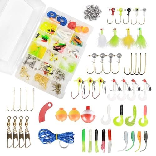 MadBite Species Tackle Kits, 177 pcs Panfish Fishing Lures, Hooks, Soft Plastic Fishing Baits, Terminal Tackle, Weights, Sinkers, Fishing Jigs, Floats and Bobbers image