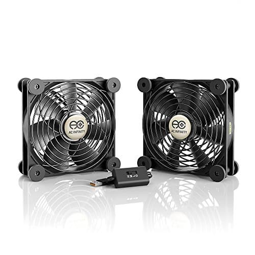 AC Infinity MULTIFAN S7, Quiet Dual 120mm USB Fan, UL-Certified for Receiver DVR PlayStation Xbox Computer Cabinet Cooling image