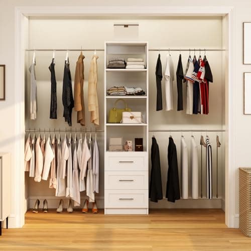 Secilix 5FT-8FT Closet Organizer With 4 Expandable Hanging Rods image