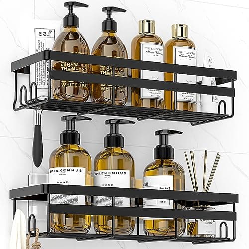 WOWBOX Shower Caddies 2 Pack - Adhesive Hanging Shower Shelf - Bathroom Organizers and Storage, No Drilling Stainless Shower Shelves for Home Decor, Bathroom Accessories image