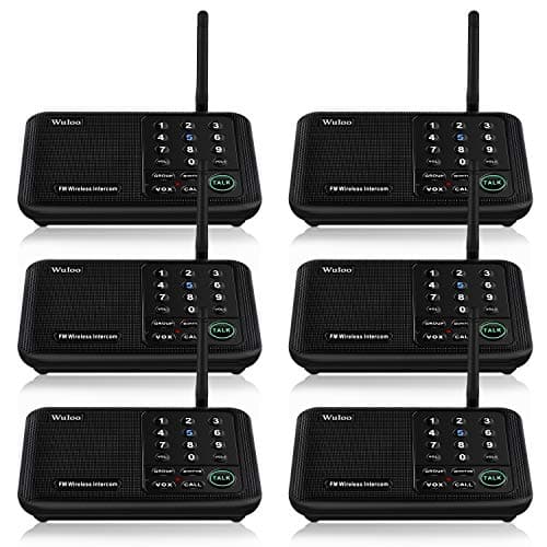 Wuloo Intercoms Wireless for Home 5280 Feet Range 10 Channel 3 Code, Wireless Intercom System for Home House Business Office, Room to Room Intercom, Home Communication System (6 Packs, Black) image