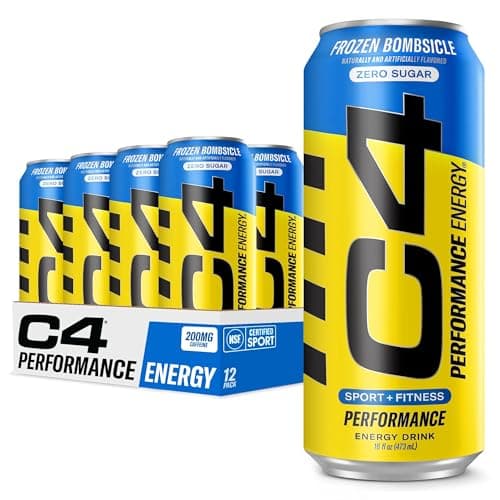 C4 Energy Drink 16oz (Pack of 12) - Frozen Bombsicle - Sugar Free Pre Workout Performance Drink with No Artificial Colors or Dyes image