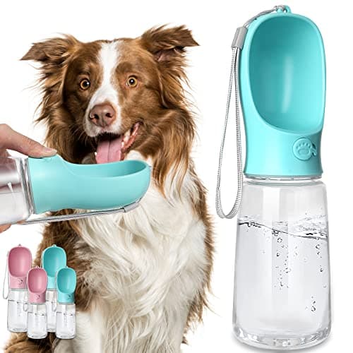 Kalimdor Dog Water Bottle, Leak Proof Portable Puppy Water Dispenser with Drinking Feeder for Pets Outdoor Walking, Hiking, Travel, Food Grade Plastic (19oz Blue) image