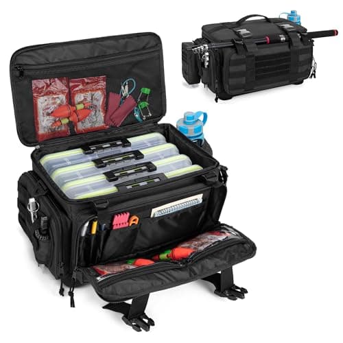 DSLEAF Waterproof Tackle Box Bag with Rod Holder, Soft Fishing Tackle Storage Bag with Non-Slip Base for Saltwater or Freshwater Fishing (Patent Design), Only Bag image