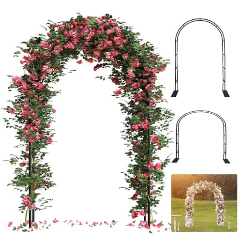 Thickened Rustproof Garden Arch, Wedding Arch- 4.6 * 7.8 or 6.4 * 7.5Ft, Easy to Assemble, Metal Arch for Garden Arbor Trellis & Climbing Plant image