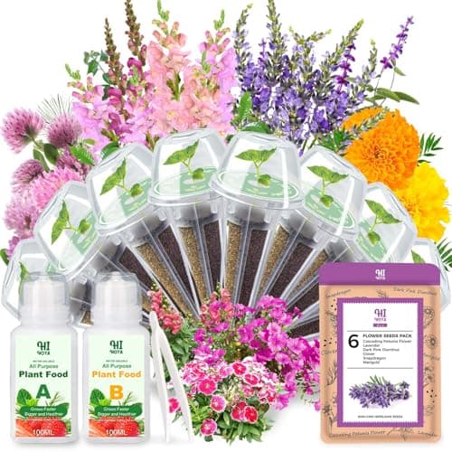 Flower Seed Pods for All Hydroponics Growing System, 8 Pods with 600+ Seeds of Marigold, Lavender, Petunia, Dark Pink Dianthus image