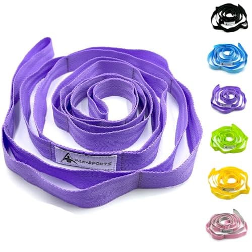 Stretching Strap Yoga Strap with Loops, Stretch Straps for Physical Therapy, Non-Elastic Exercise Strap for Pilates, Dance and Gymnastics with Workout Guide (Purple) image