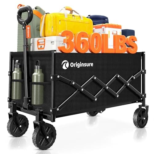Originsure Collapsible Wagon Cart Foldable - Lightweight Portable Heavy Duty Folding Beach Wagons with Wheels - Outdoor Utility Carts for Grocery, Camping, Shopping, Sports, Garden with Large Capacity image
