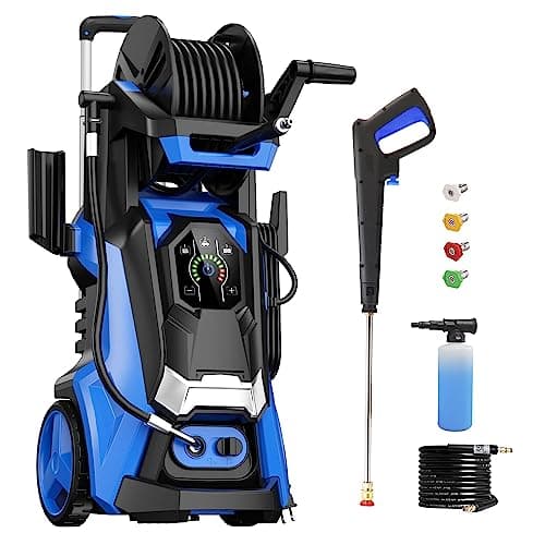 Electric Pressure Washer 5000PSIMax 3.6GPM Power Washer Touch Screen Adjustable Pressure 4 Nozzles and 500ml Foam Cannon Power Washer Cleaning for Car Blue image