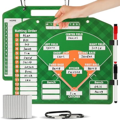 Magnetic Baseball Lineup Board，Baseball Lineup Cards Baseball Lineup Board For Dugout Baseball Accessories 40 Sheets Lineup Cards Baseball Clipboard for Coaches Baseball Coaching Accessories(Green) image