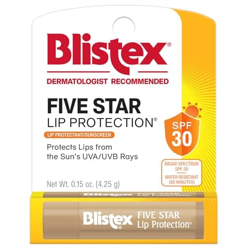 Blistex Five Star Lip Protection Balm, 0.15 Ounce ? Wind & Water-Resistant Lip Care, Broad Spectrum SPF 30 Sun Protection, Soothes Cold Chapped Lips, Hydrating Lip Treatment, Holds in Moisture image