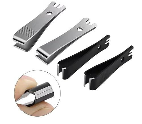 2Pcs Black Silver Fishing Line Cutter Nipper with Hook Eye Cleaner Pin Stainless Steel Fishing Line Scissors Cutting Tool Fishing Line Cutter Nipper with Hook Multi Functional Accessories（51*11.5mm) image