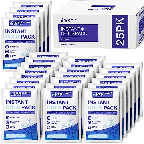 25 Pack - Instant Cold Packs - Instant Ice Packs for Injuries | Disposable Cold Compress Ice Pack for Pain Relief, Swelling, Inflammation, Sprains, Toothache - Cold Pack for Athletes image