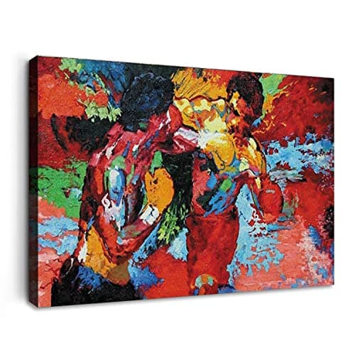 Fchen Art Boxing Poster,Boxing Sports Colorful Canvas Wall Art Movie Decor for Kitchen Wall Decor,Picture Drawing Room Decor Artwork Framed and Stretched 32"x48" image