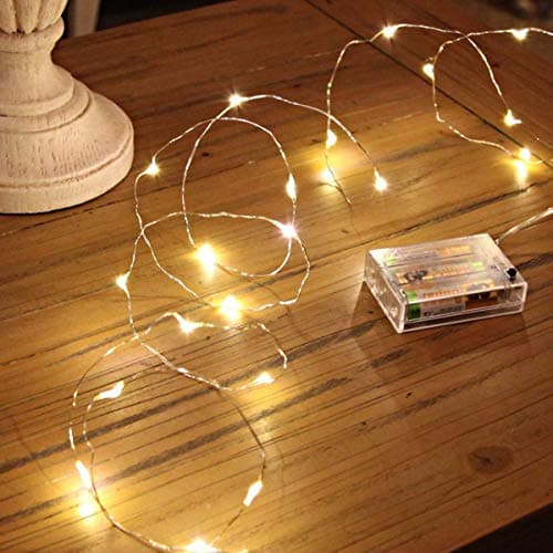 Ariceleo Led Fairy Lights Battery Operated, 1 Pack Mini Battery Powered Copper Wire Starry Fairy Lights for Bedroom, Christmas, Parties, Wedding, Centerpiece, Decoration (5m/16ft Warm White) image