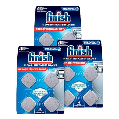 Finish Dishwasher Cleaner Tablets, 4 count, Hygienically Cleans Hidden Grease, Use in Normal Cycle, Lemon Scented, 4 Month Supply image
