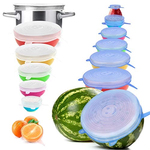 YXYL 14 PCS Reusable Silicone Stretch and Seal Lids for Food Storage, Flexible Round Silicone Bowl Covers, 7 Different Sizes - Keep Food Fresh image