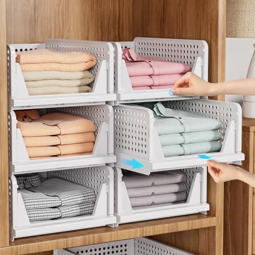 SNSLXH 5 Pack Stackable Closet Storage Basket image