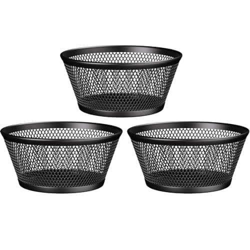 MaxGear Paper Clip Holder, 3 Pack Premium Metal Mesh Paper Clip Dispenser for Desk, Office Binder Clips Organizer, Black Desktop PaperClip Holders for School, Home image