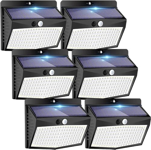 [6 Packs] Solar Outdoor Lights Motion Sensor Solar Security Lights Waterproof with 3 Lighting Modes Solar Powered Wall Lights Outside for Garden Fence Yard Deck image