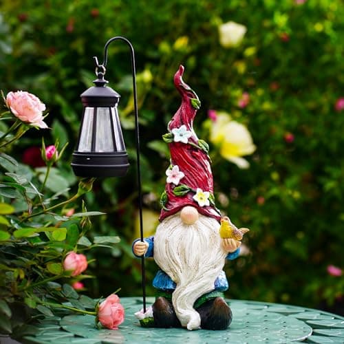 Pohabery Garden Gnomes Outdoor Statue with Solar Lights,Solar Gnomes Decorations for Yard Outdoor gnome Decorations for Garden, Patio Gnome Gifts for Mom image