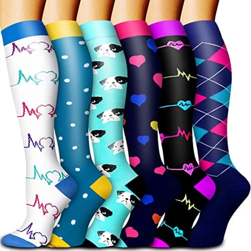Bluemaple 6 Pack Copper Compression Socks for Women and Men Circulation-Best Support for Medical, Running,Nursing,Athletic image