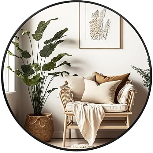 Fabuday Black Circle Mirror for Wall 20 inch - Round Mirrors for Bathroom, Entryway, Living Room, Hallway, Bedroom Decor, Small Matte Framed image