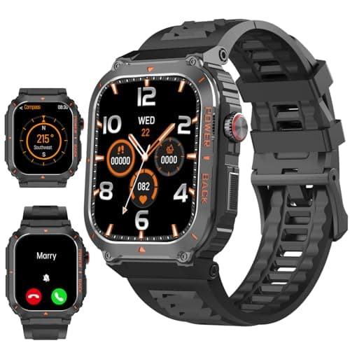 JnJnhkta Smart Watch for Men, Military GPS Smartwatches with Call/Text, Health Monitor(Heart Rate/SpO2/Sleep), Compass/Altitude/Barometer, Outdoor Fitness Tracker for iPhone/Android(with GPS, Black) image